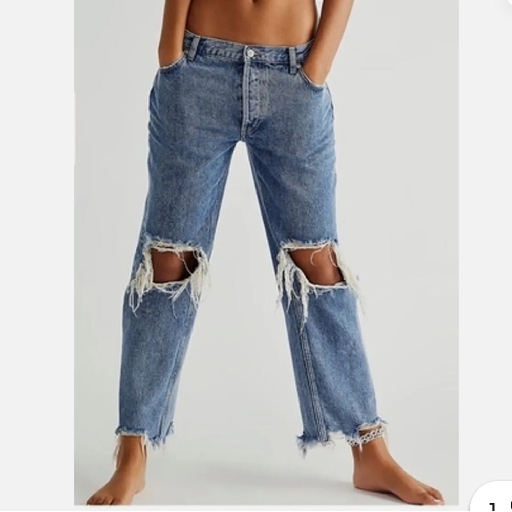 Free People Maggie Mid Ride Straight Leg Cropped
